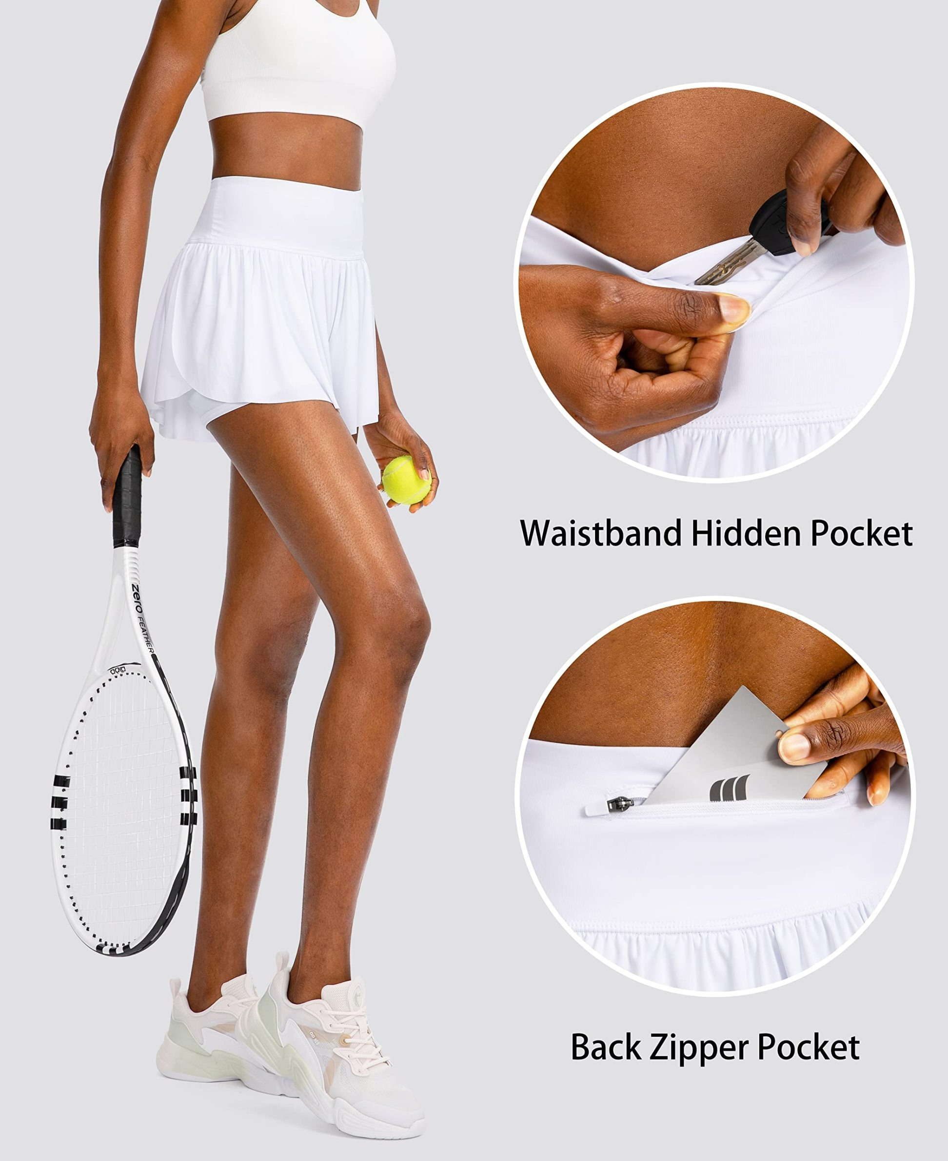 2 in 1 High Waisted Flowy Running Skirt Shorts for Women