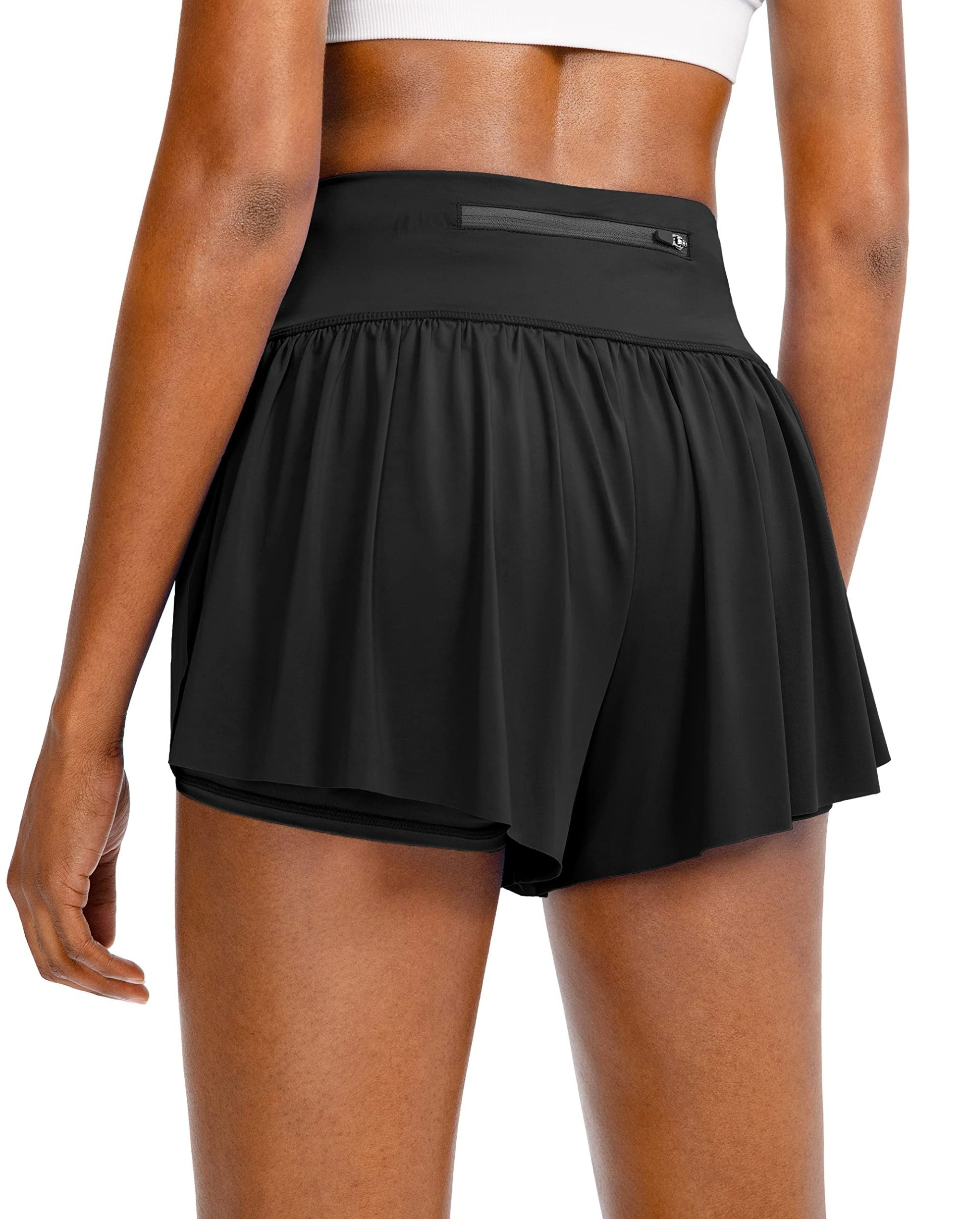 2 in 1 High Waisted Flowy Running Skirt Shorts for Women