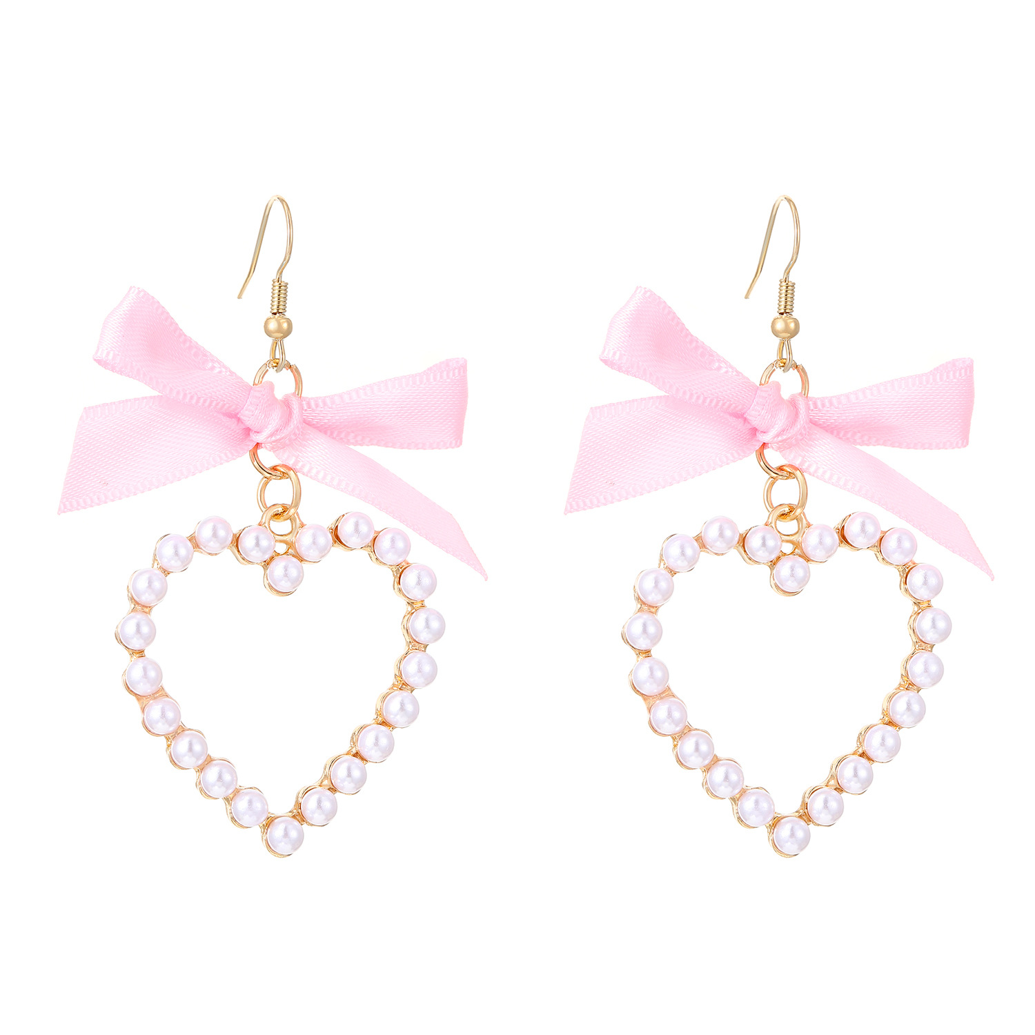 Sweet Bow Decoration Heart Earrings