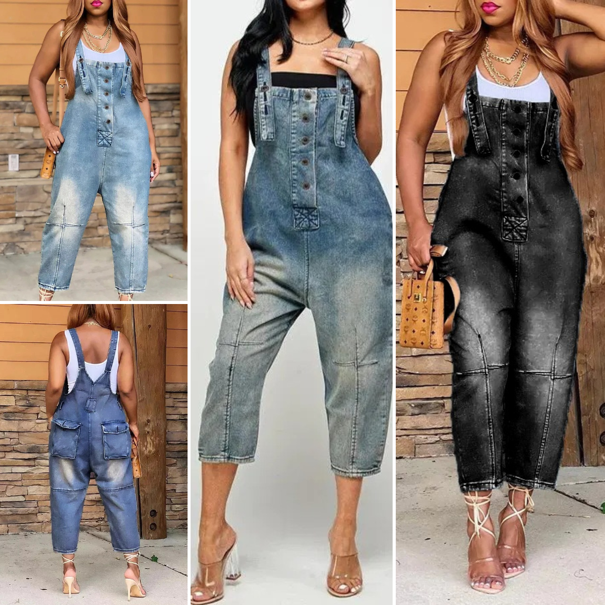 🔥🔥 🔥🔥2023 Fashion Casual Designer Style Denim Suspender Jumpsuit