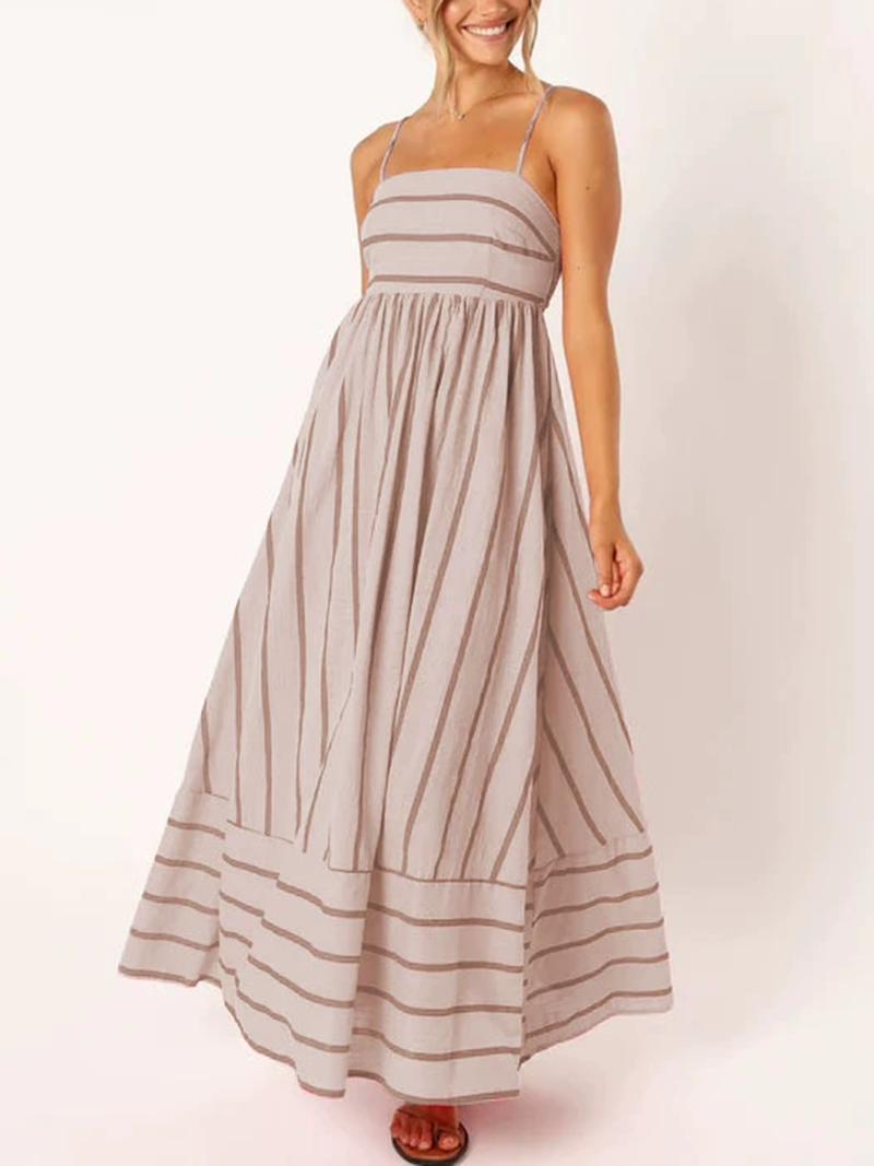 Women's Striped Back Smocked Maxi Dress(BUY 2 FREE SHIPPING)