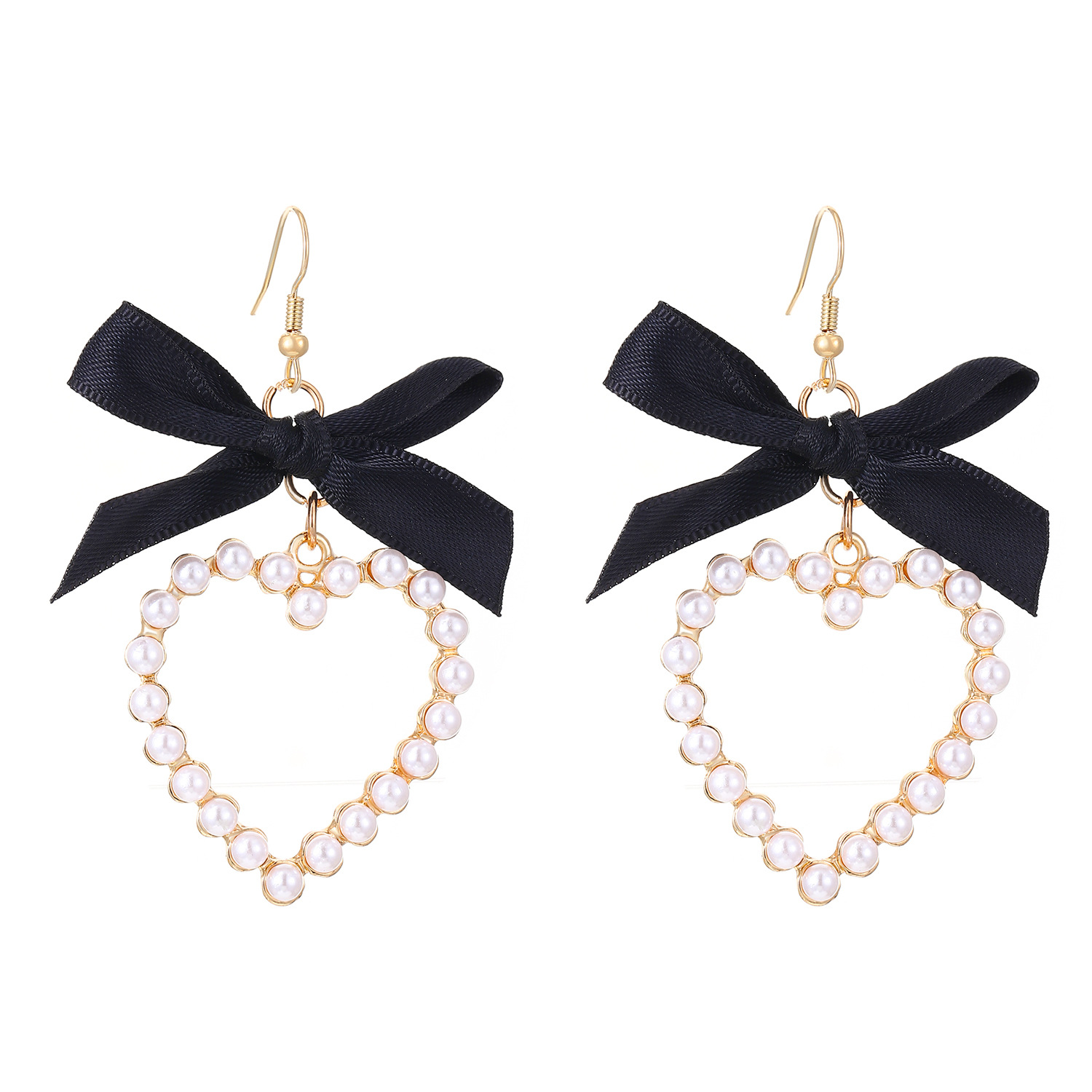 Sweet Bow Decoration Heart Earrings
