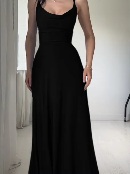 NEW DRAPE SUSPENDER DRESS WITH BUILT-IN BRA