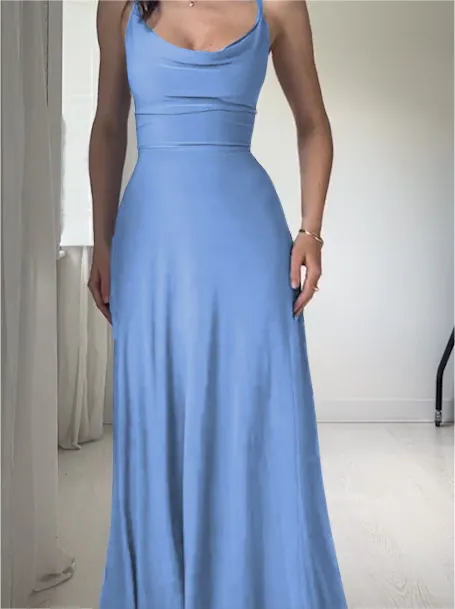 NEW DRAPE SUSPENDER DRESS WITH BUILT-IN BRA