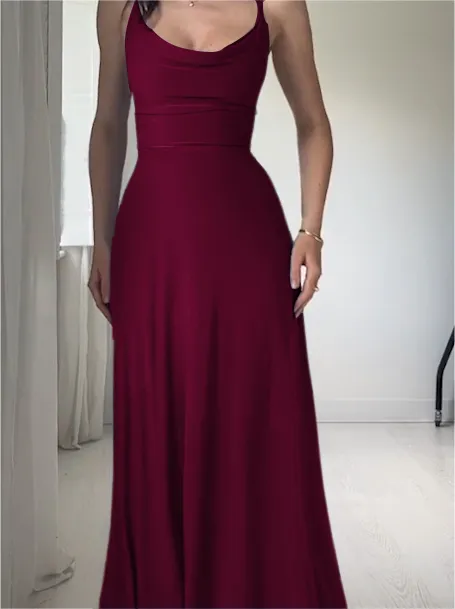 NEW DRAPE SUSPENDER DRESS WITH BUILT-IN BRA