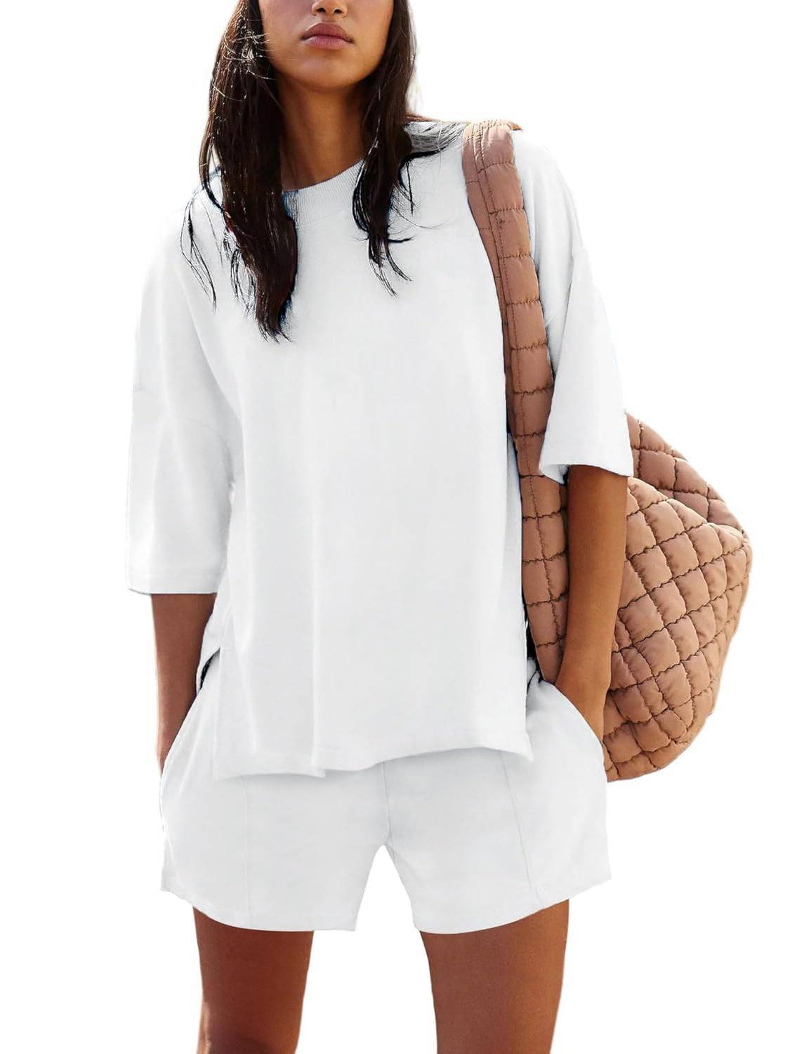 🔥HOT SALE🔥2025 New Womens Half Sleeve Crew Neck Summer Matching Lounge Sets(Buy 2 Free Shipping)