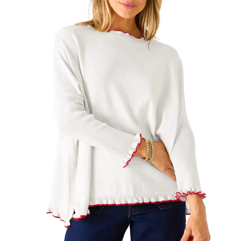 Ruffle Trim Knit Sweater
