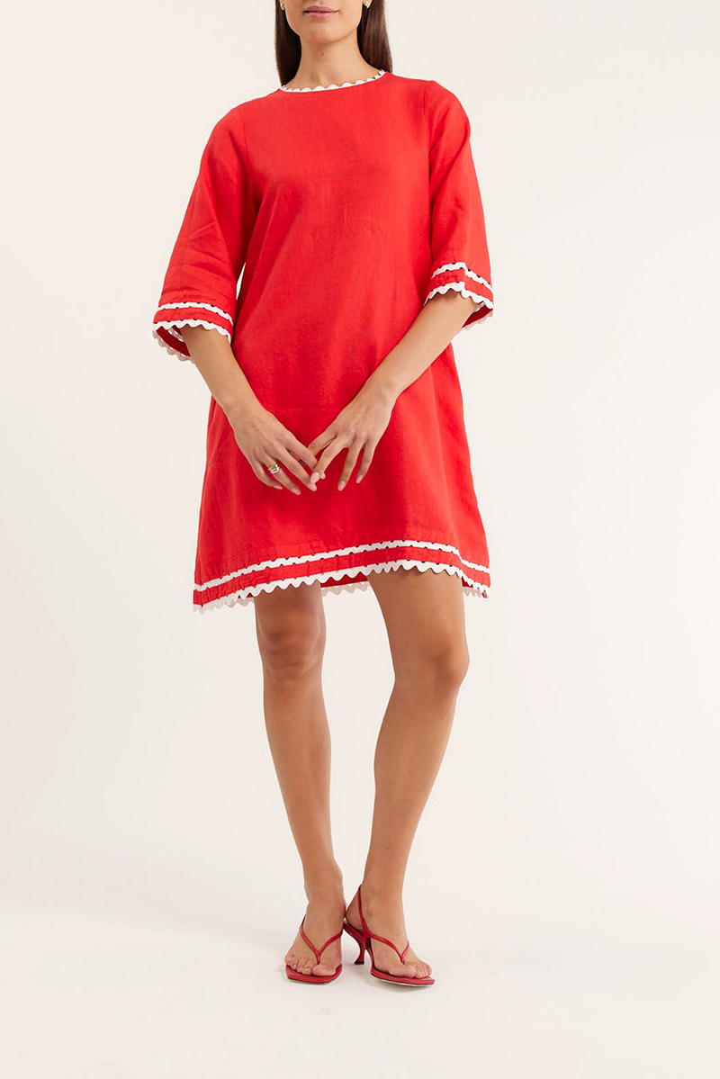 Lace-trimmed short-sleeved loose dress（BUY 2 FREE SHIPPING)