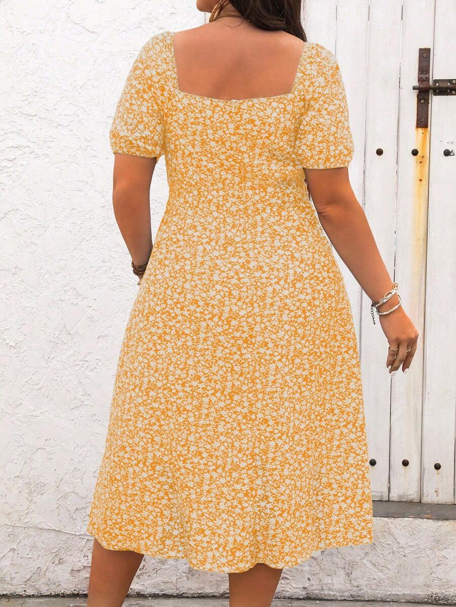 Women's Summer Plus Size Boho Casual Floral High Slit Dress (BUY 2 FREE SHIPPING))