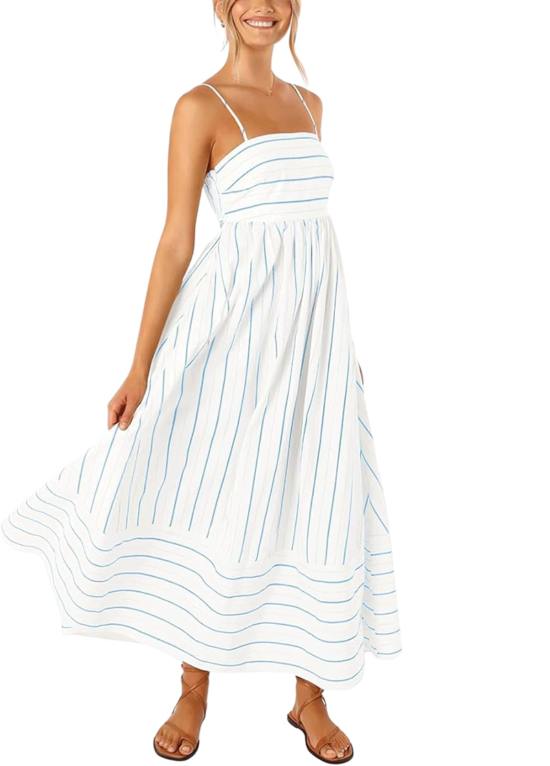 Women's Striped Back Smocked Maxi Dress(BUY 2 FREE SHIPPING)