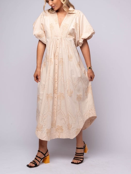 💝💝Oversized Textured V-Neck Palm Tree Print Dress (Buy 2 Free Shipping)
