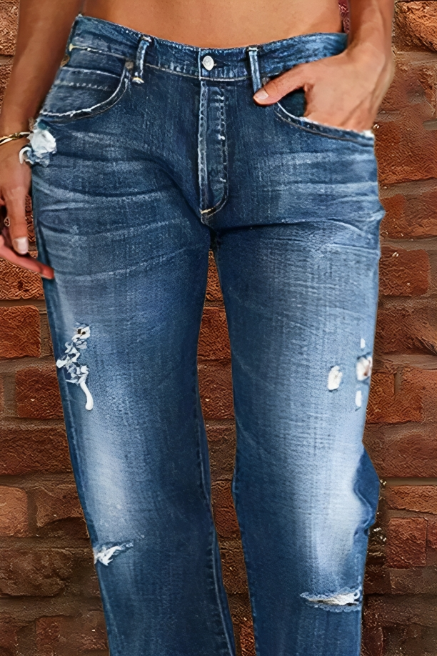 🔥🔥🔥🔥Midiross Ripped/Normal Low Waist Straight Leg Jeans(Buy 2 free shipping）