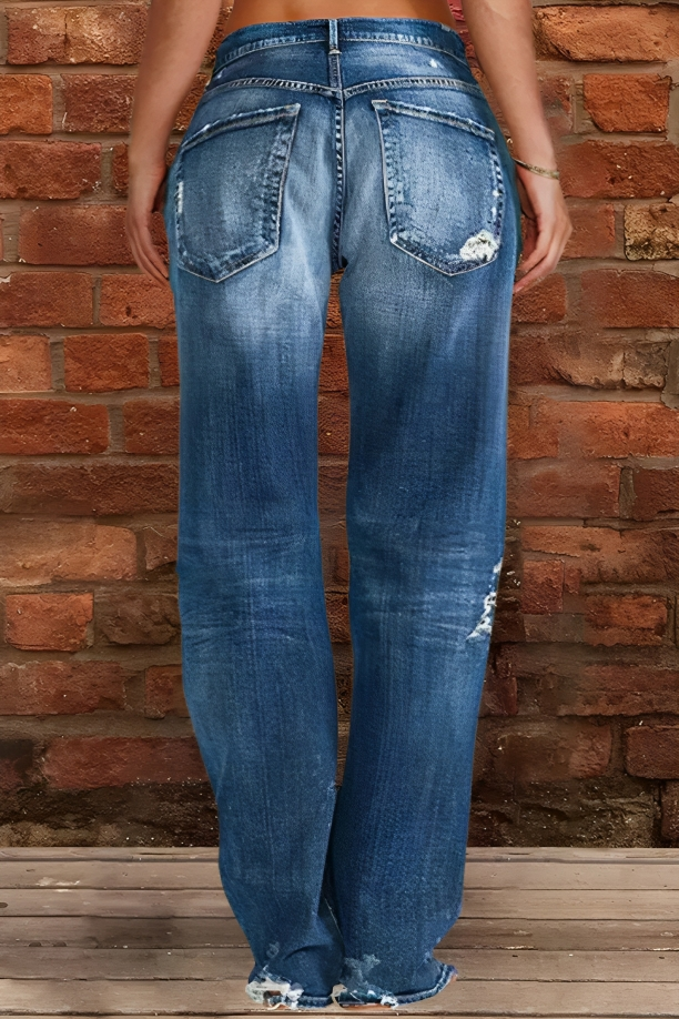 🔥🔥🔥🔥Midiross Ripped/Normal Low Waist Straight Leg Jeans(Buy 2 free shipping）