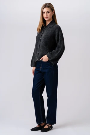 Casual Striped Long Sleeve Button Up Knit Sweater
