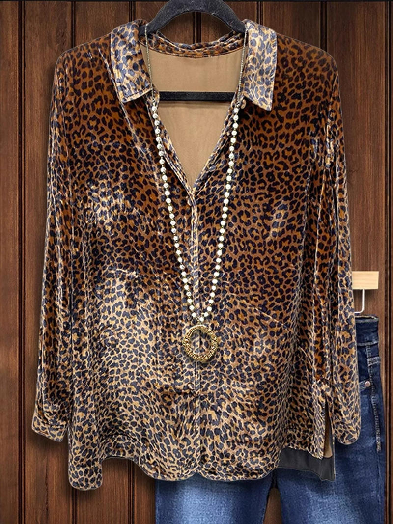 Woman's Leopard Print Collared Top