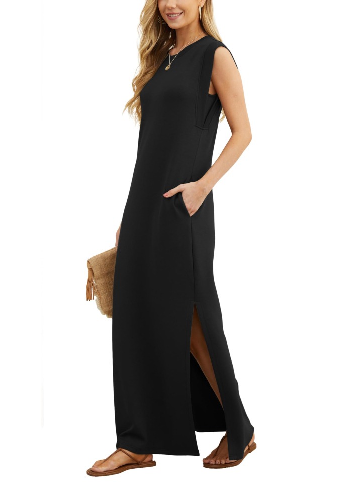 HOT SALE-WOMEN SUMMER CASUAL LOOSE SPLIT WRINKLE-FREE LONG DRESS(BUY 2 FREE SHIPPING)