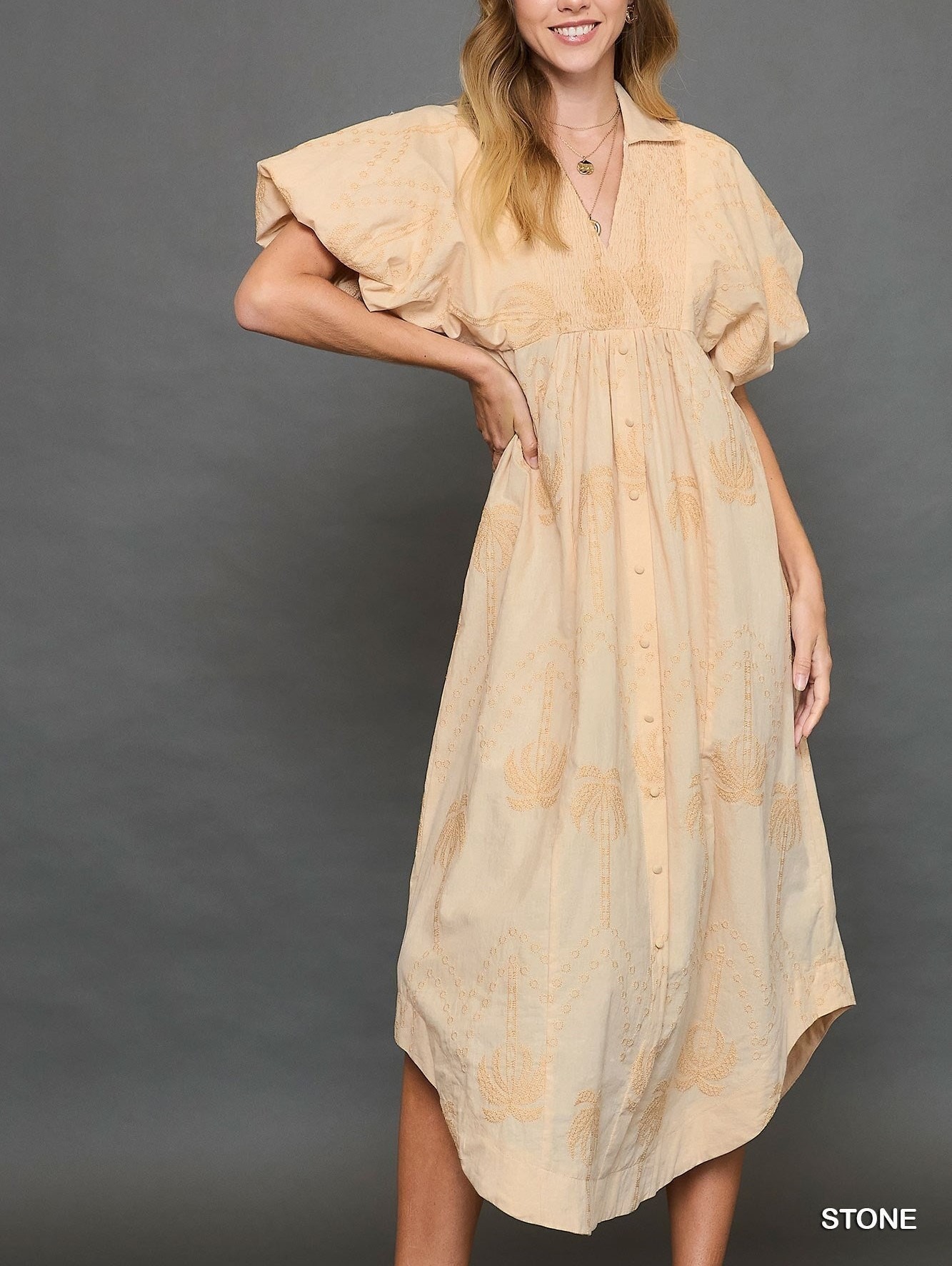 💝💝Oversized Textured V-Neck Palm Tree Print Dress (Buy 2 Free Shipping)