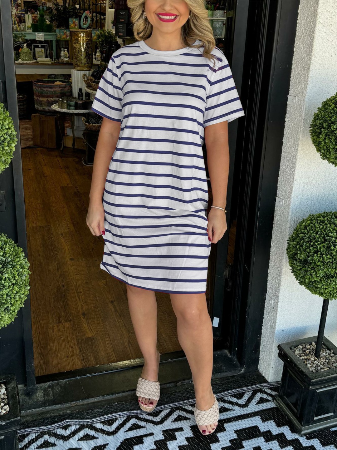 Summer Casual Striped T-Shirt Dress with Pockets (Buy 2 Free Shipping)