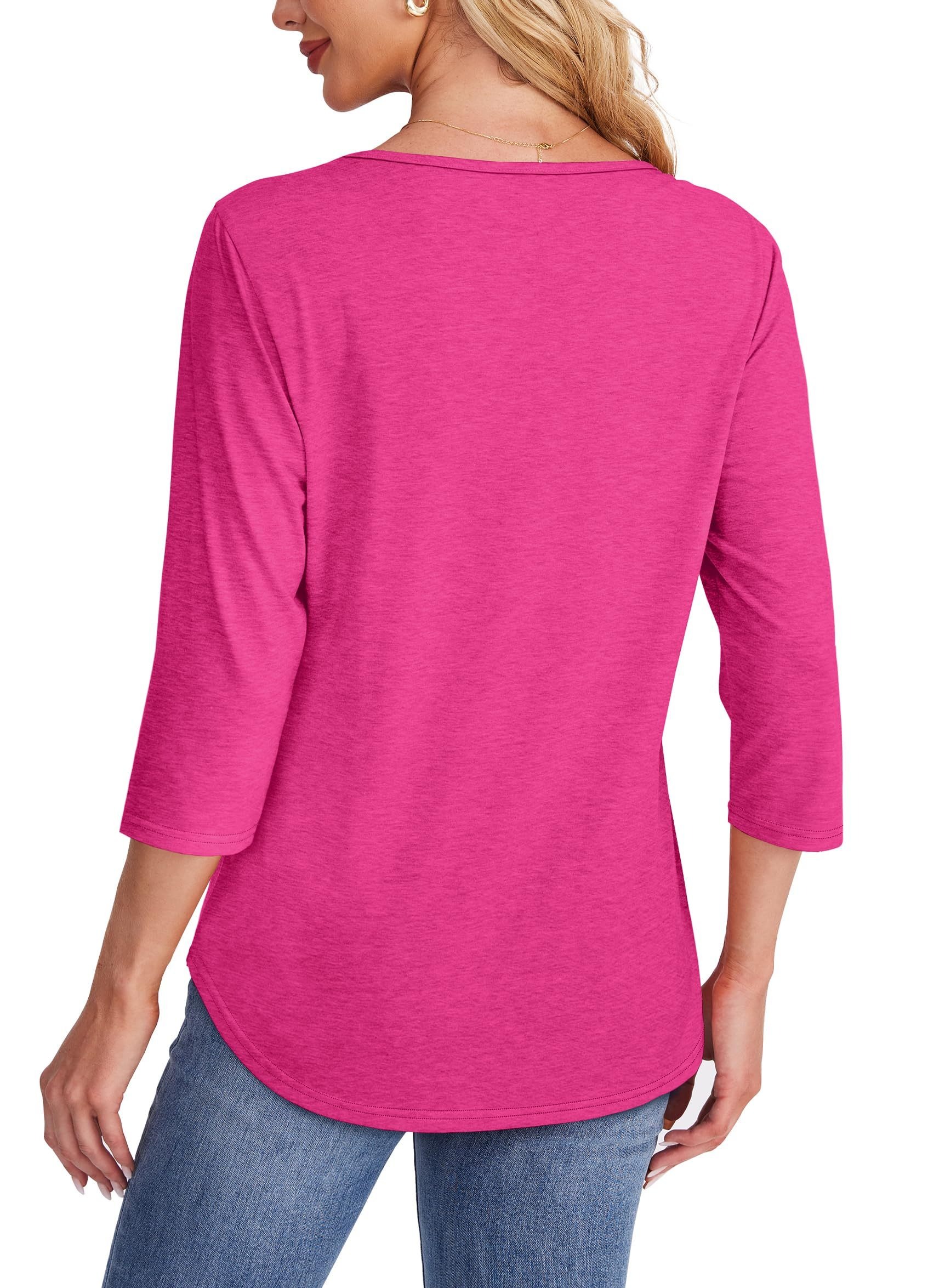 🔥HOT SALE🔥2025 New Women's 3/4 Length Sleeve Top Pleated Front T-Shirt(buy 3 free shipping)