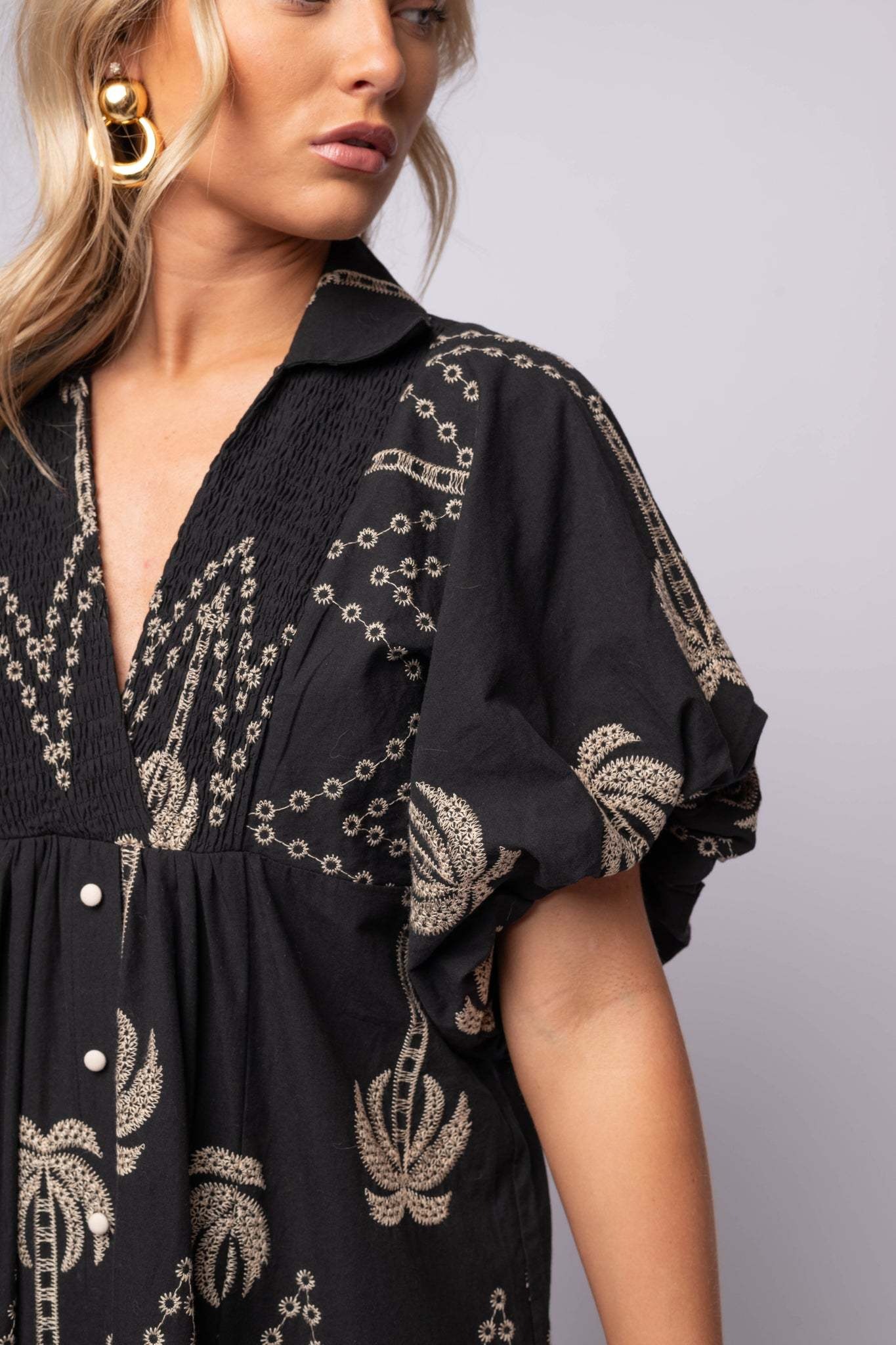 💝💝Oversized Textured V-Neck Palm Tree Print Dress (Buy 2 Free Shipping)