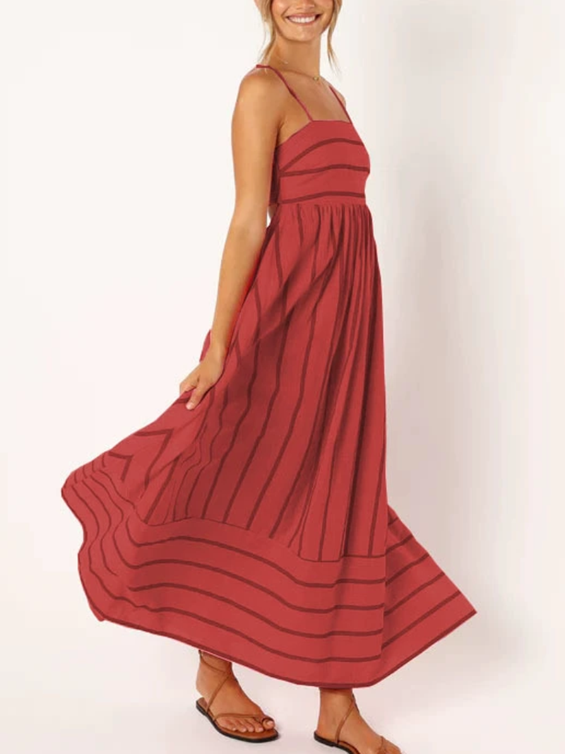 Women's Striped Back Smocked Maxi Dress(BUY 2 FREE SHIPPING)