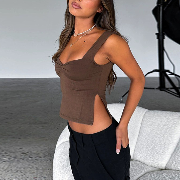 🔥HOT SALE🔥Solid Color Square Neck Camisole Smocked Backless Tank Top(BUY 3 FREE SHIPPING)