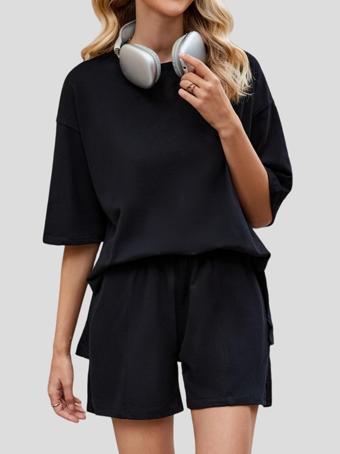 🔥HOT SALE🔥2025 New Womens Half Sleeve Crew Neck Summer Matching Lounge Sets(Buy 2 Free Shipping)