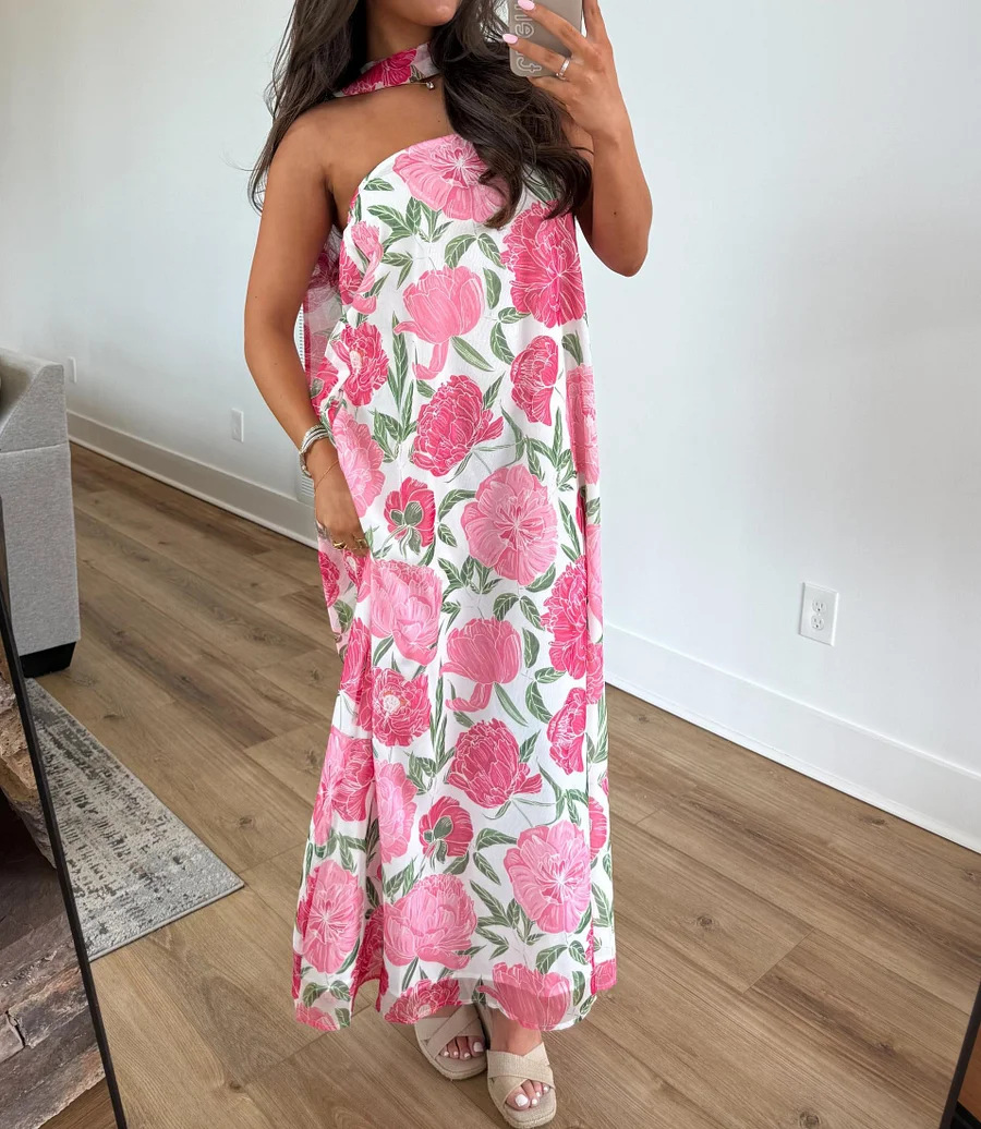 Women's Halter Neck Floral Maxi Dress
