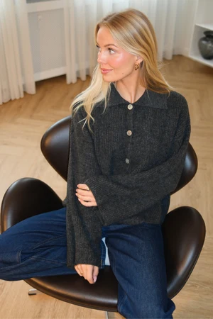 Casual Striped Long Sleeve Button Up Knit Sweater