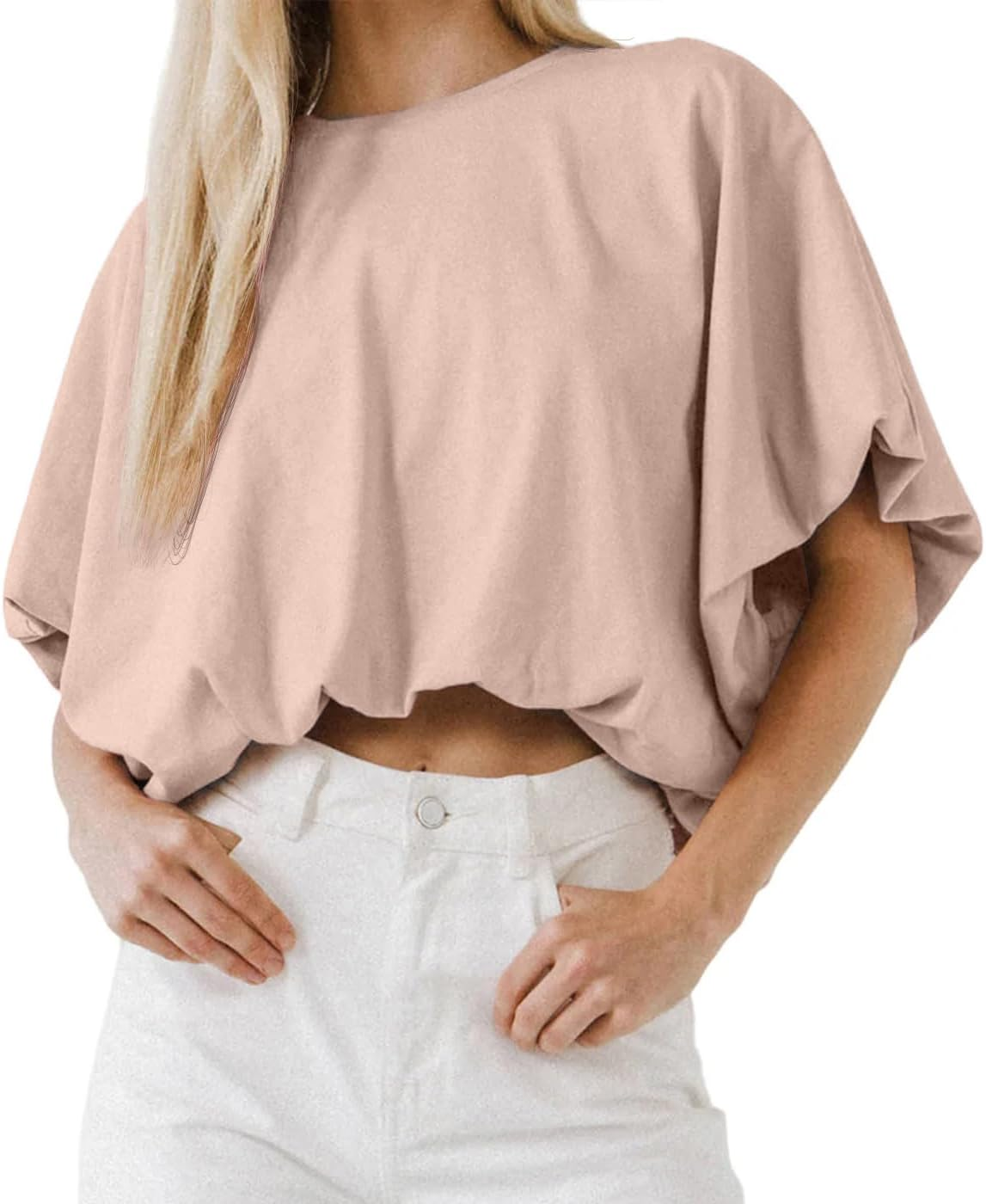 Women's Voluminous Bubble Hem Cropped Top