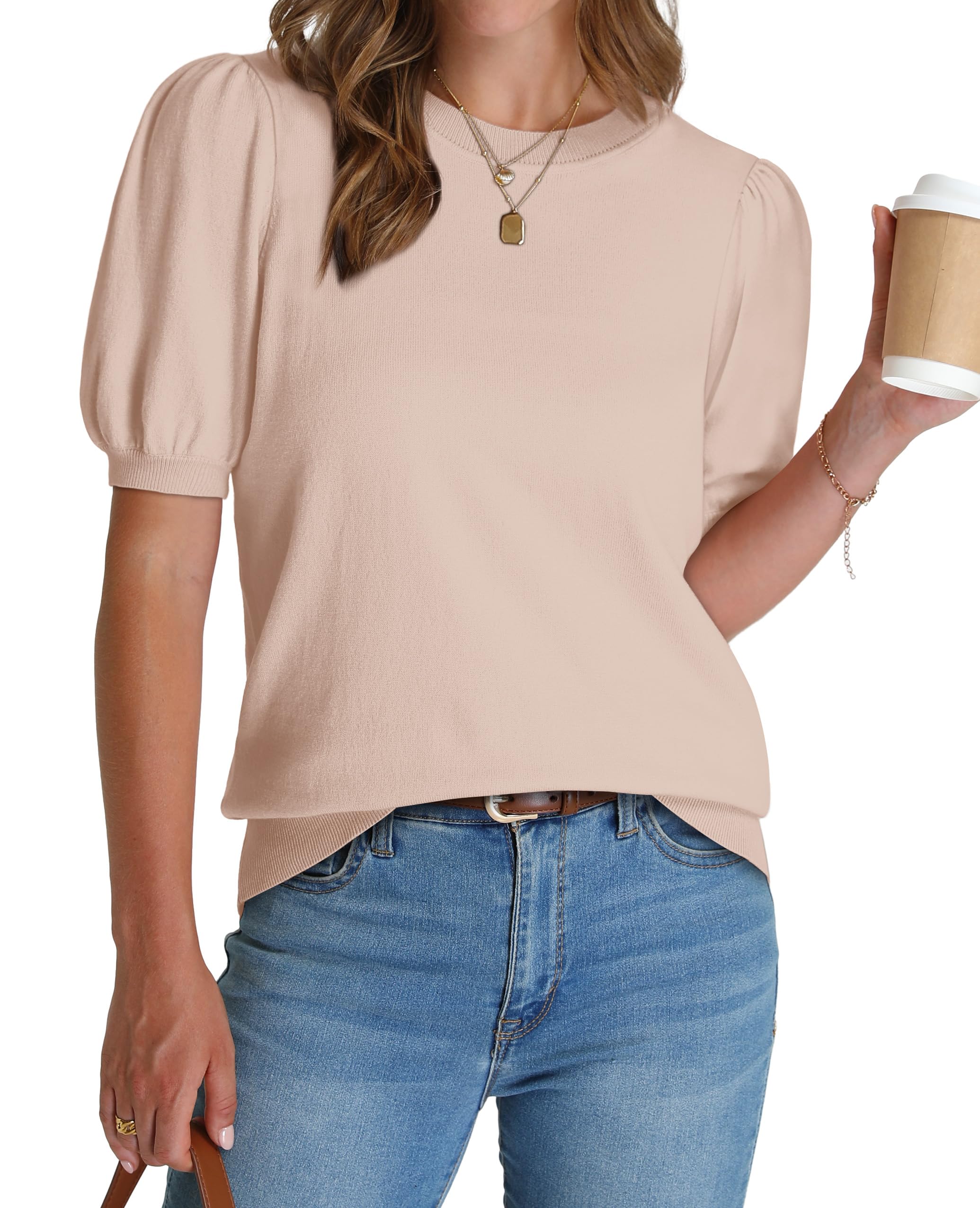 ⏰Hot Sale-Women's Lightweight Puff Short Sleeve Sweater(Buy 2 Free Shipping)