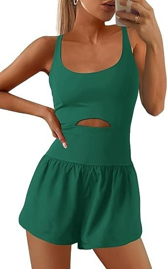 Crisscross Backless Cutout Tank Athletic Romper (Buy 2 Free Shipping)