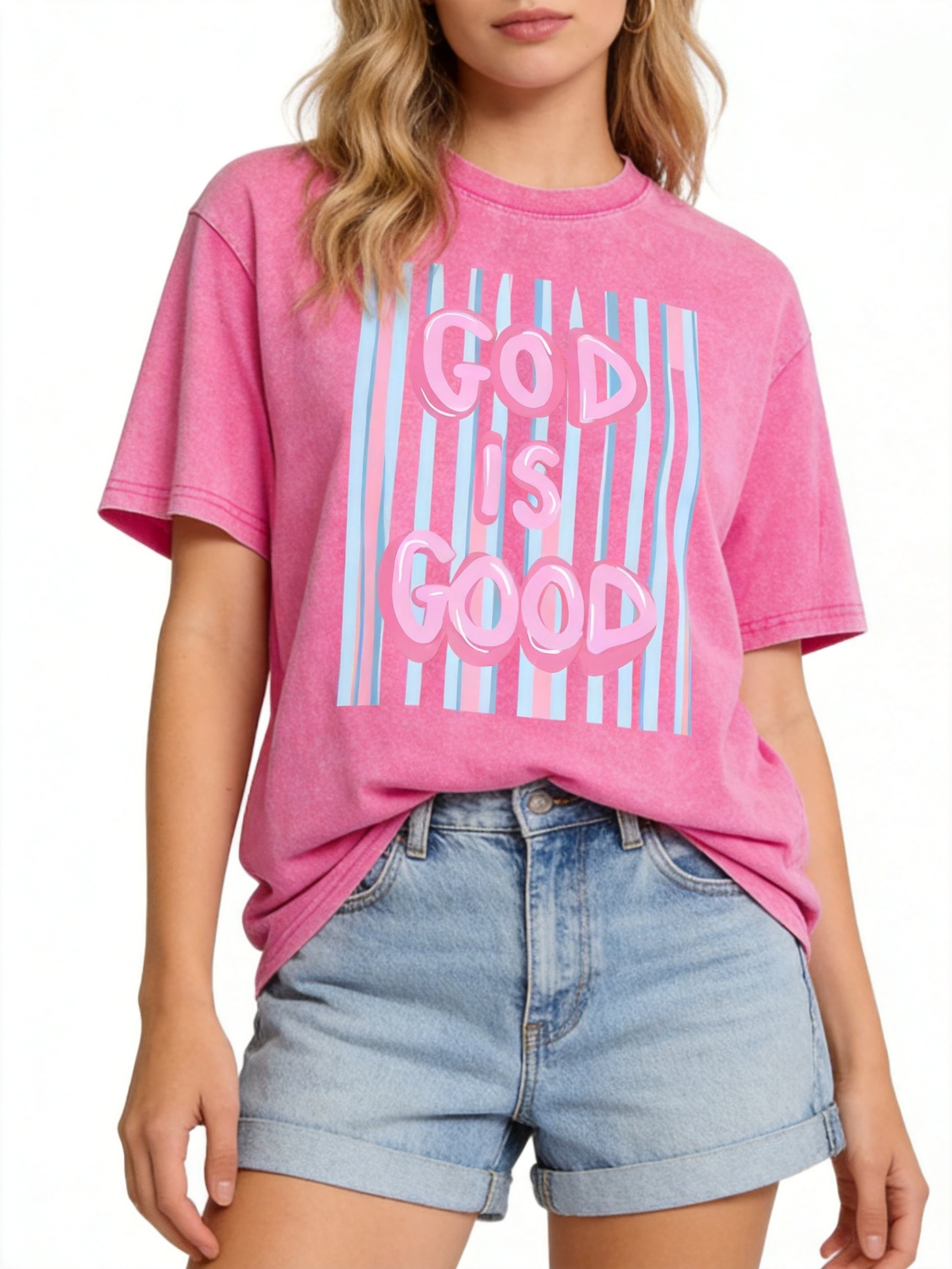  "God Is Good" Washed Cotton Graphic Tee