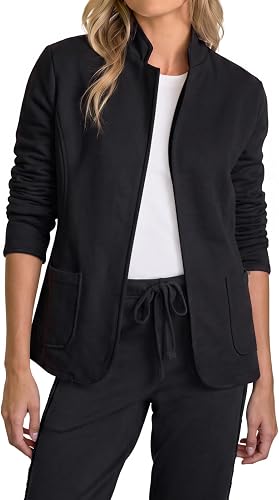 Womens Sweatshirt Blazer Open Front Lapel Suit Jacket Casual Coat