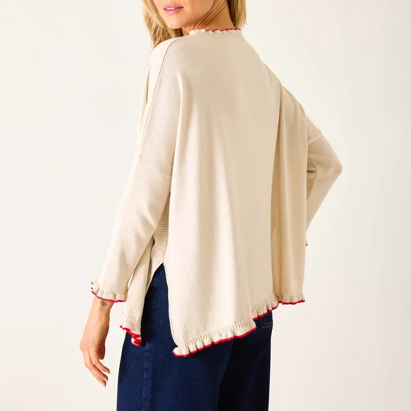 Ruffle Trim Knit Sweater