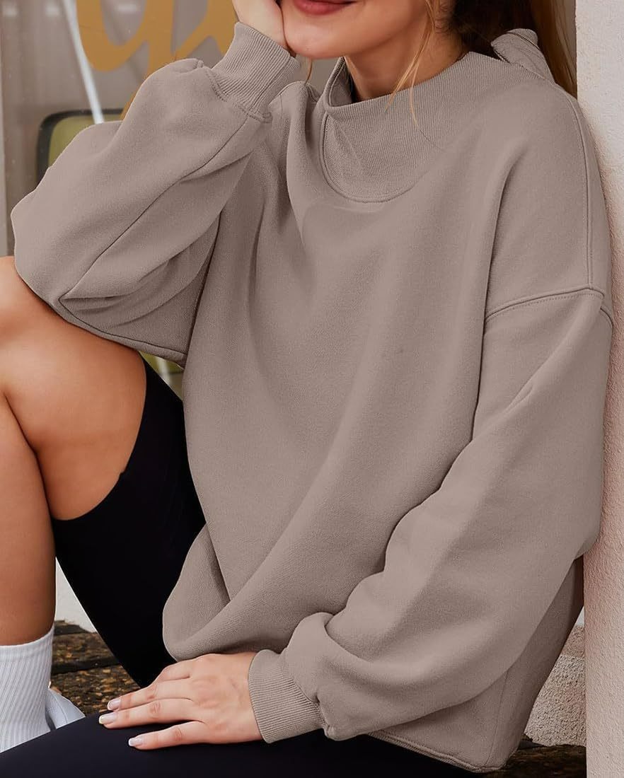 🔥🔥🔥🔥Autumn Women's Slit Mock Neck Oversized Sweatshirt (Buy 2 Free Shipping)