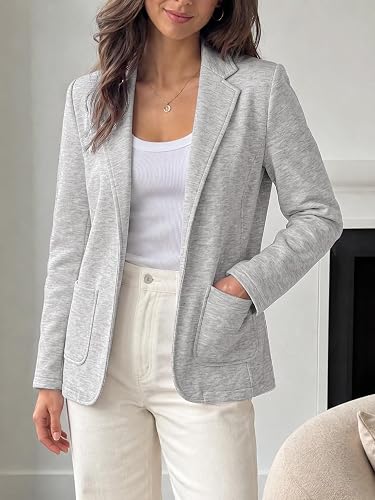 Womens Sweatshirt Blazer Open Front Lapel Suit Jacket Casual Coat