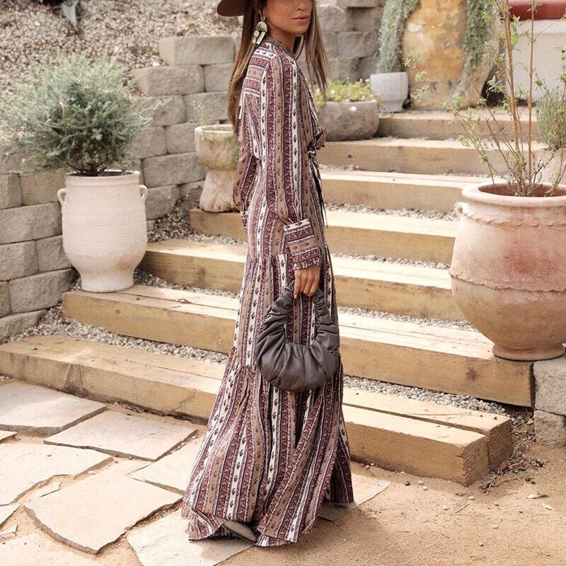 Women's Long Sleeve Boho Style Dress