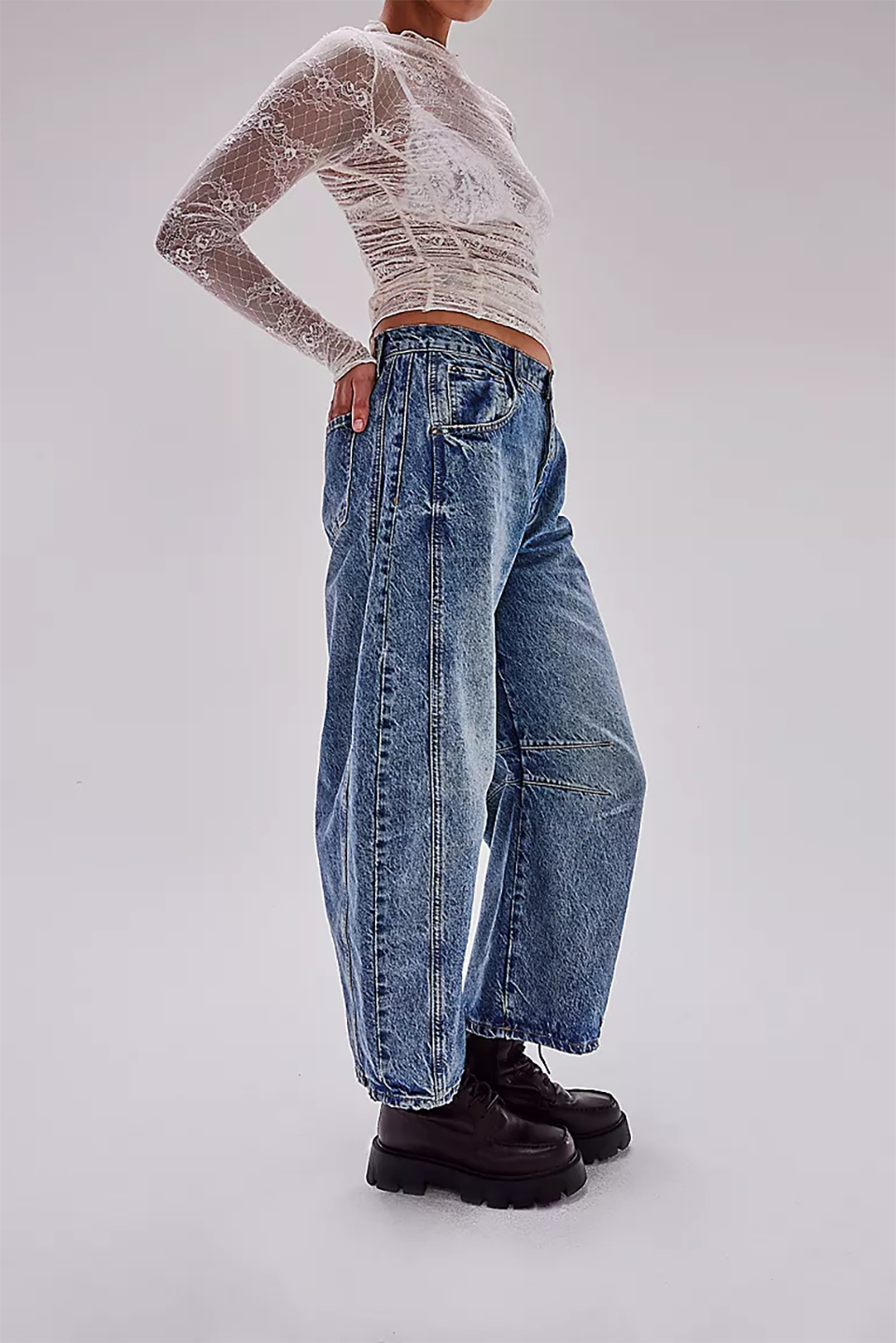 Mid low waist wide leg wide leg
