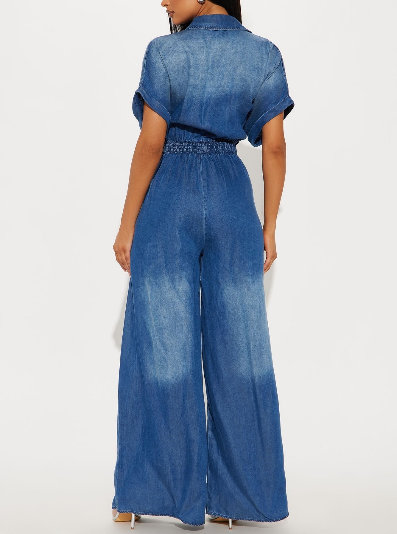 🔥HOT SALE🔥Casual Bat Sleeve Tie-Waist Tencel Denim Wide-Leg Jumpsuit (Buy 2 Free Shipping)