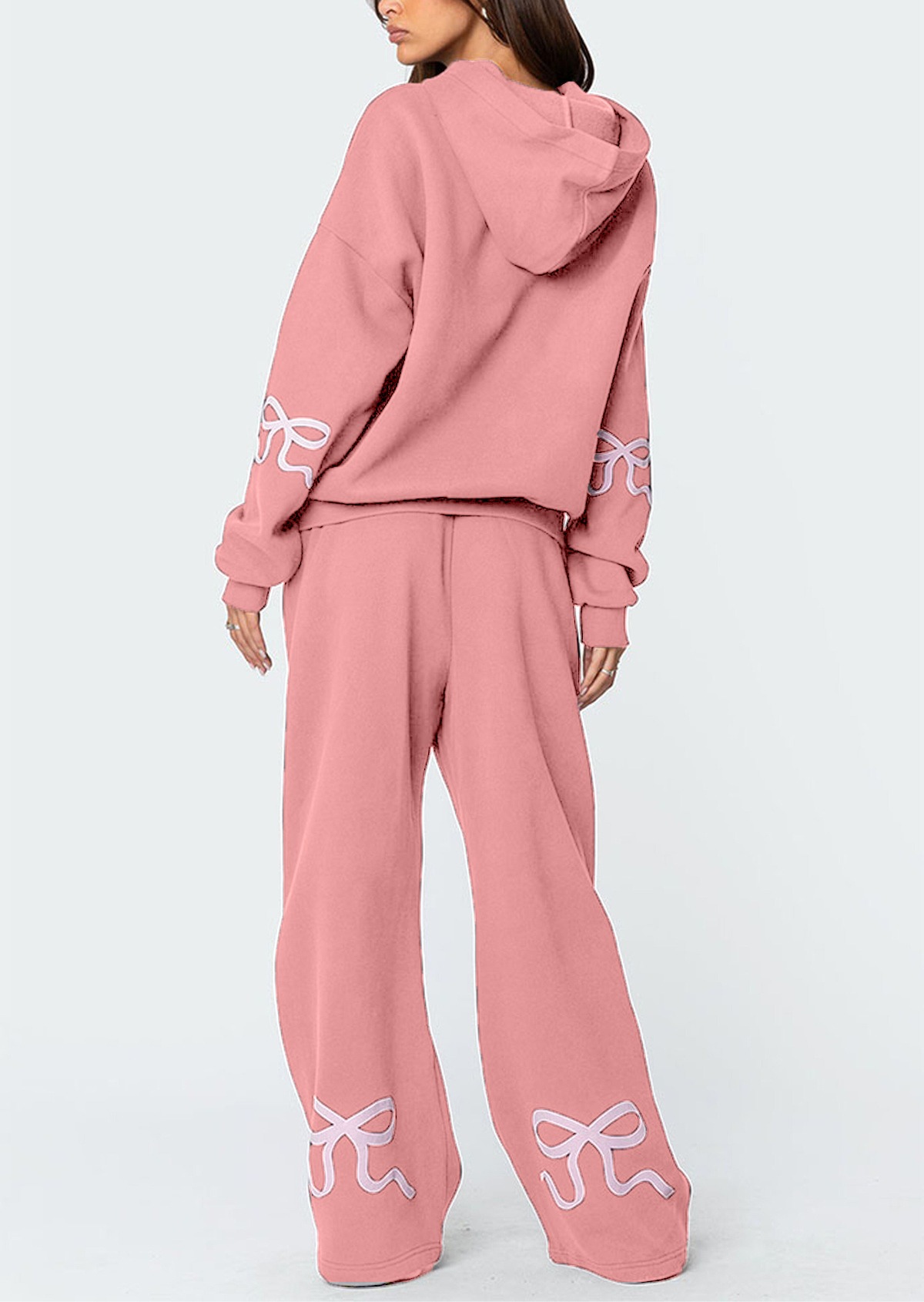 💝💝Christmas Hot Sale - Women's Bow Detail Hoodie Sweat Set (Buy 2 Free Shipping)