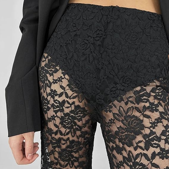 Women's Sexy Sheer Stretch Pencil Pants High Waist Skinny Pants