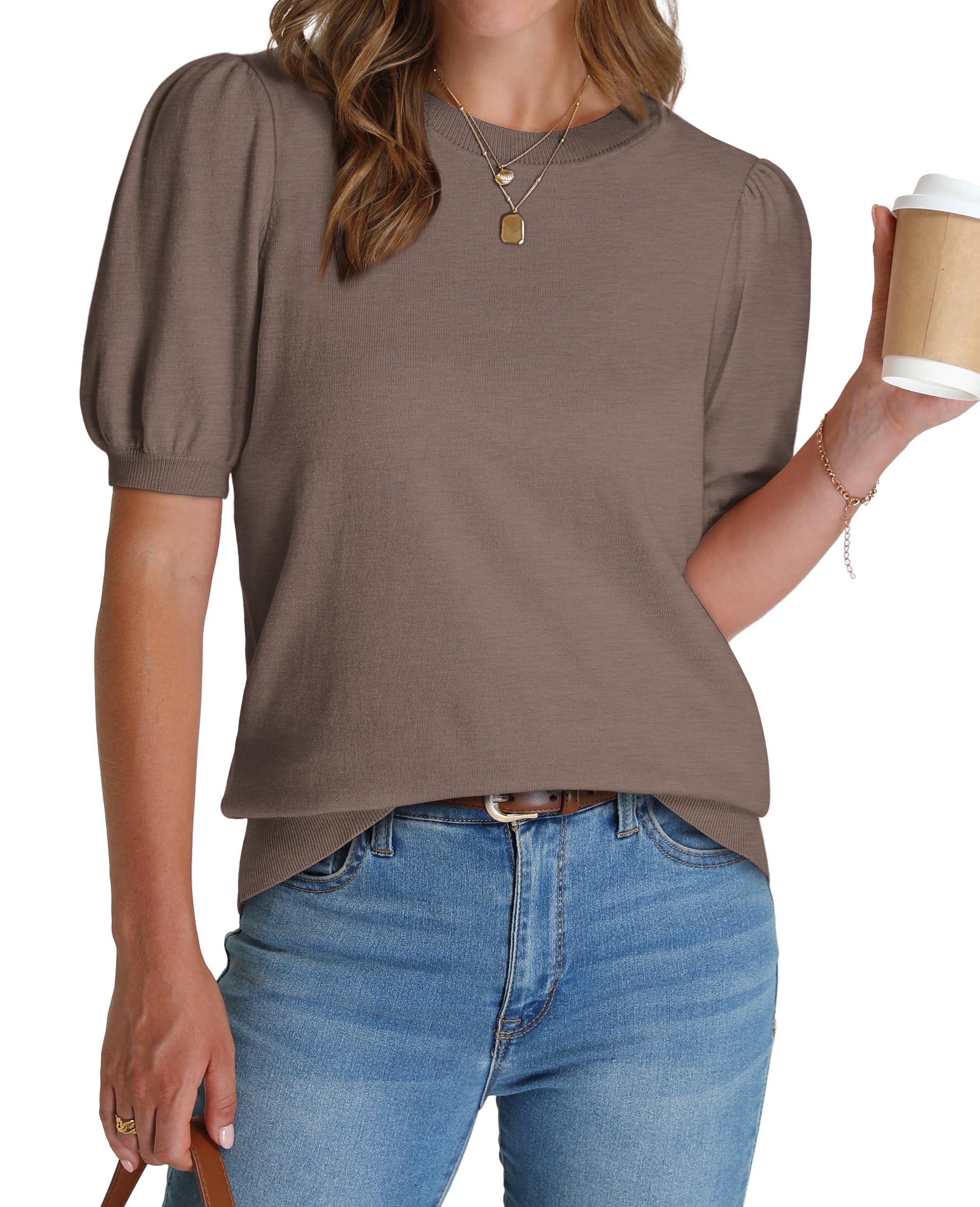 ⏰Hot Sale-Women's Lightweight Puff Short Sleeve Sweater(Buy 2 Free Shipping)