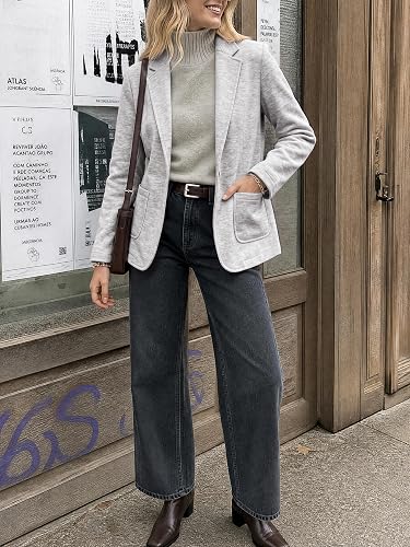 Womens Sweatshirt Blazer Open Front Lapel Suit Jacket Casual Coat