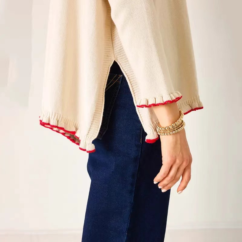 Ruffle Trim Knit Sweater