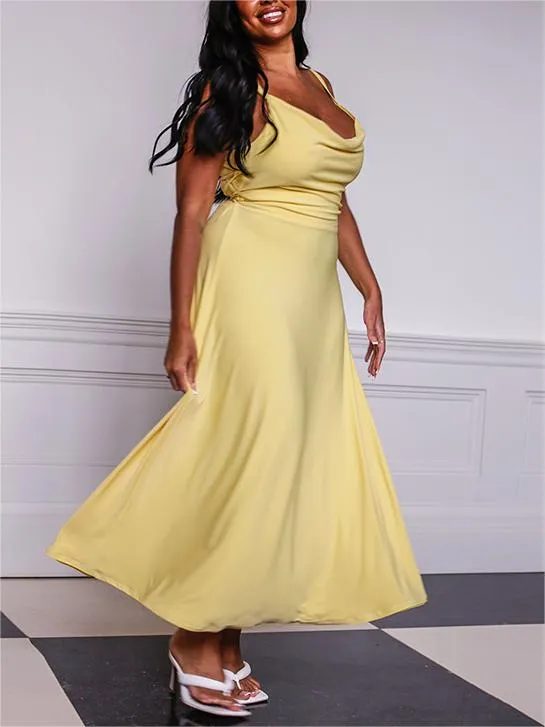 NEW DRAPE SUSPENDER DRESS WITH BUILT-IN BRA