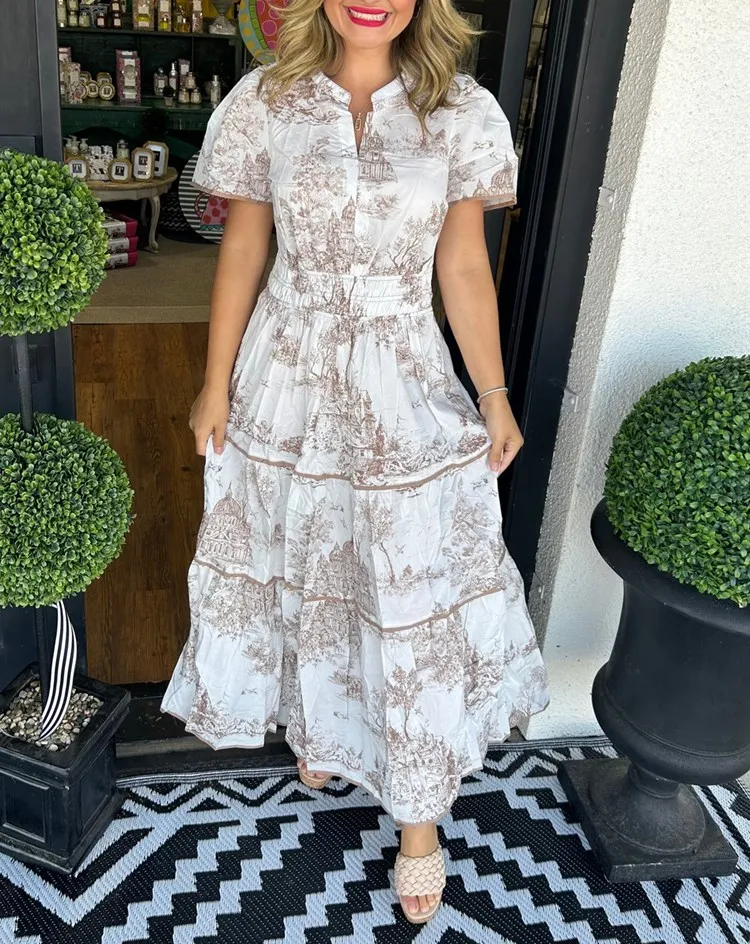 🔥🔥🔥🔥Women's Classic Charm Toile Maxi Dress