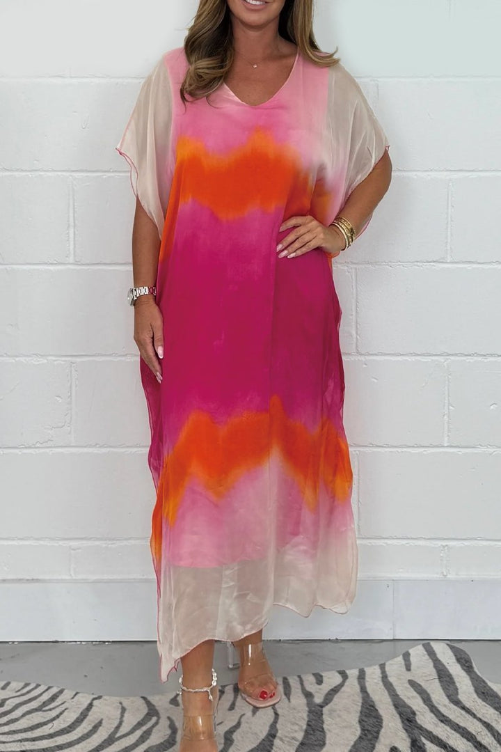 Women's Long Chiffon Maxi Dip Dye Dress (Buy 2 Free Shipping)