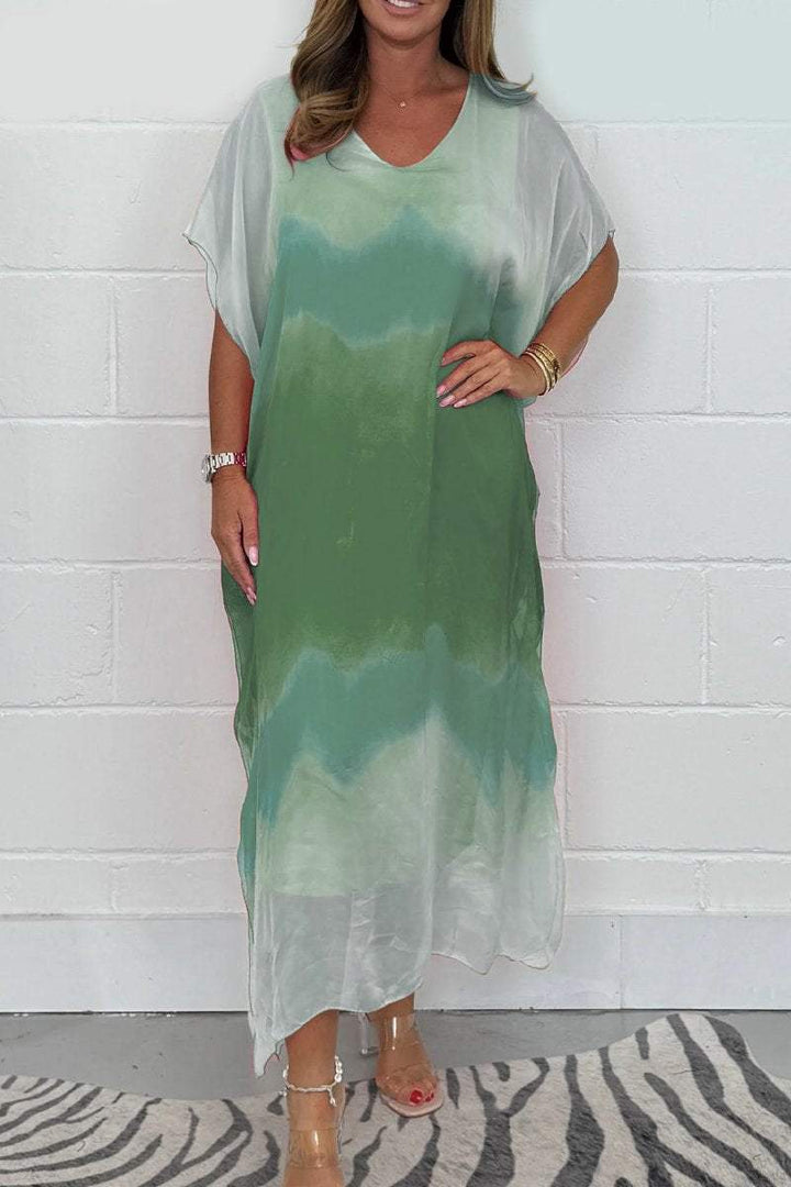 Women's Long Chiffon Maxi Dip Dye Dress (Buy 2 Free Shipping)
