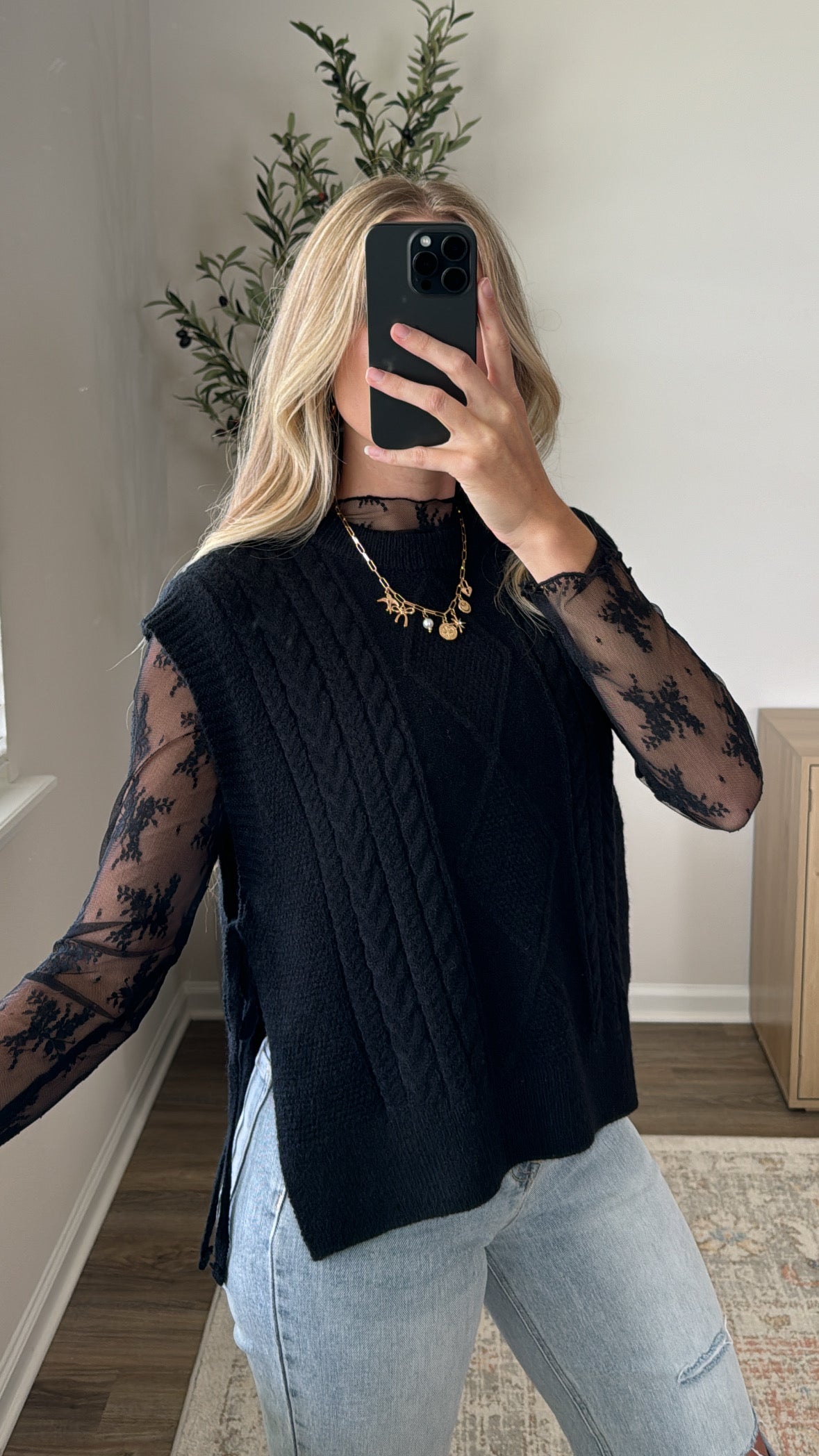 🔥HOT SALE🔥Argyle Side Tie Sweater